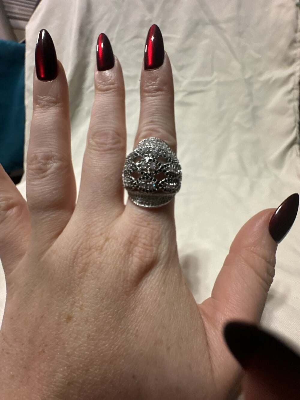 Unbranded Pavé CZ Dome Hollow Silver Cocktail Ring Size 7